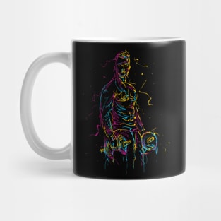 abstract colorful man working out with dumbbell Mug